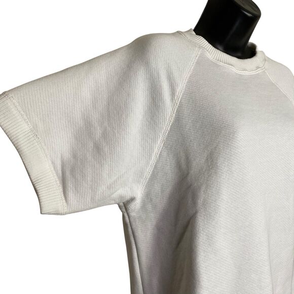 AG Adriano Goldschmied Womens S White Crop Sweatshirt Short Sleeve Boxy Raw Hem - Picture 5 of 13